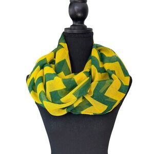 Chevron Zig Zag Print Infinity Scarf Yellow Green Lightweight Fashion Accessory